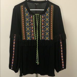 Dor Dor Couture boho open front cardigan top sz M